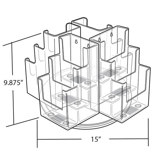 Azar Displays 252811 12-Pocket Revolving Trifold Brochure Holder