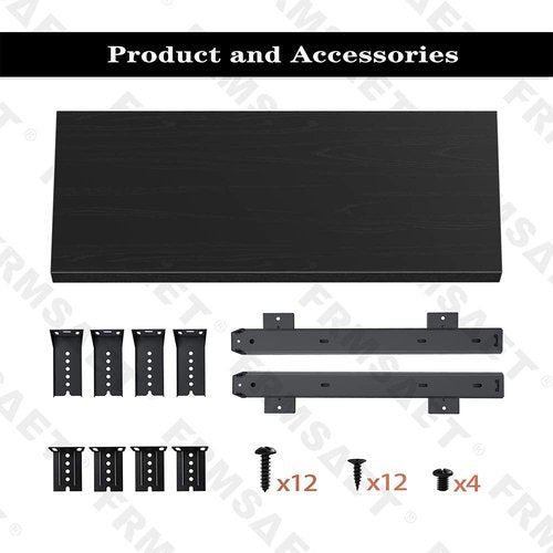 FRMSAET Furniture Accessories Office Product Suits Hardware 20/24/30 inches Keyboard Drawer Tray Wood Holder Under Desk Adjustable Height Platform. (20 inches, Black)