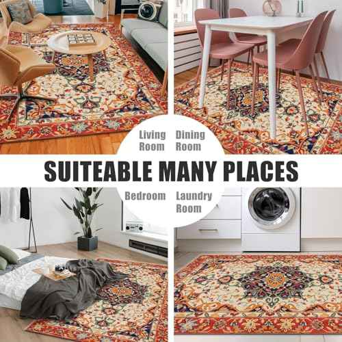 Chair Mat for Hardwood Floor/Tile Floor, Low Pile Desk Chair Mat for Hard Floors, Office Floor Mat Chair Rug for Rolling Chair, Computer Gaming Rug(red 01,48"x 60")