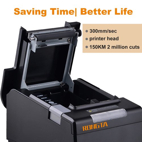 Rongta POS Printer, 80mm Thermal Receipt Printer, Restaurant Kitchen Printer with Auto Cutter, USB Serial Ethernet Interface, ESC/POS Command, Support Cash Drawer for Windows/Mac/Linux(RP850)