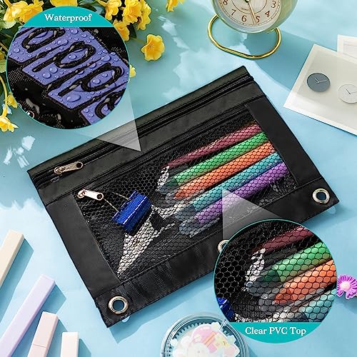 Honoson 36 Pcs Pencil Pouch for 3 Ring Binder Bulk Inspirational Pencil Pouch Double Zipper Pencil Bag for Classroom Binder Cosmetic Bag Pencil Folder Case for School Students Teacher (Classic Style)
