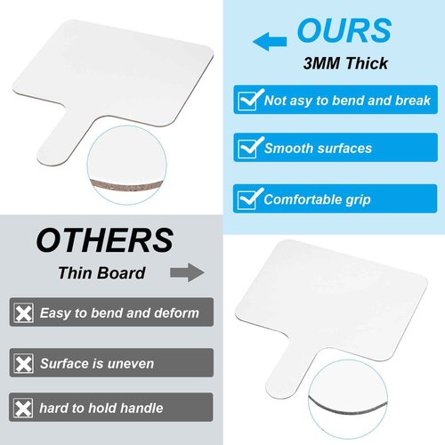 PATIKIL 9x5in Thickened Dry Erase Paddles, 48Pcs Handheld Double Side Circle Answer Paddle Dry Erase Boards for Voting Game Teaching Classroom Office Party