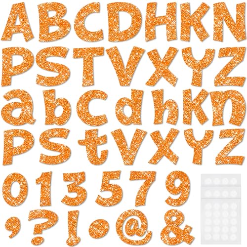Colarr 216 Pcs Orange Glitter Bulletin Board Letters - 4 Inch Classroom Decor