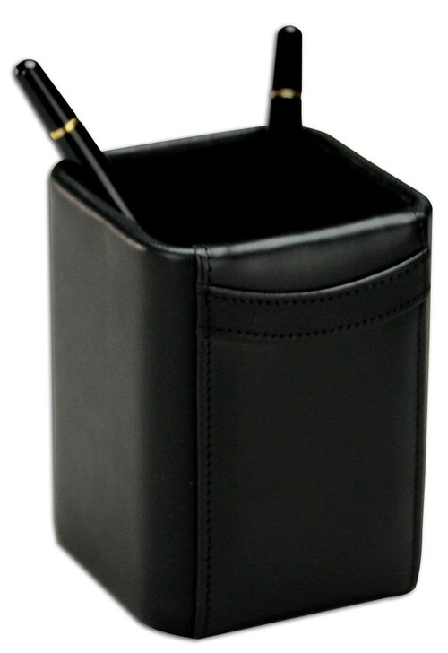 Dacasso Black Leather Pencil Cup