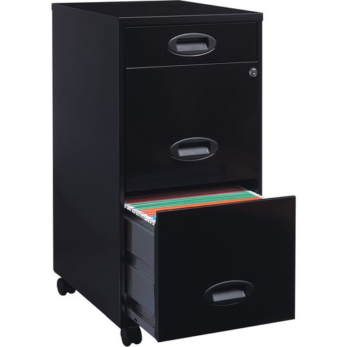 Lorell LYS SOHO 18" 3-Drawer File Cabinet, Black