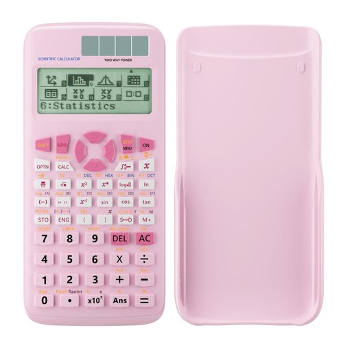 Scientific Calculators,Rudnia Pink Solar Calculators with 4-line Display,10+2 Digits and 552 Function Calculator,School Supplies for Middle High School and College Students (Pink)