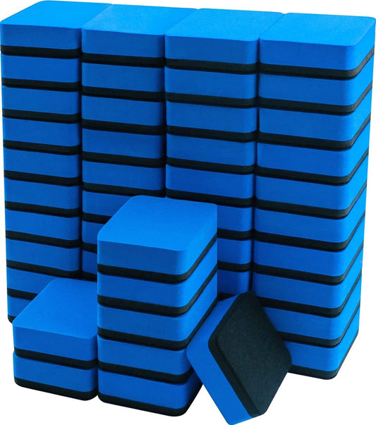 Skiennix Mini Magnetic Whiteboard Erasers - 48 Pack for Kids & Classroom | Blue, 2 x 2 x 0.79 Inch