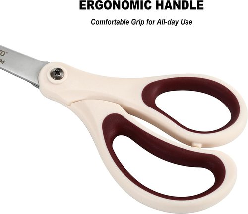 LIVINGO All-Purpose Scissors - Heavy-Duty Titanium Coated Stainless Steel Shears | 3-Pack in Sky Blue, Pink & Light Beige