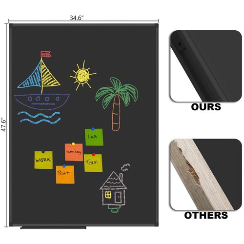 Lockways Magnetic Chalkboard 48 x 36 Inches, Aluminum Frame Large Blackboard, Hanging Chalk Board Wall Decor for Restaurant Menu, School, Office and Home