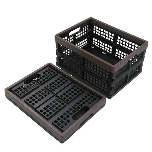 Nicesh 2-Pack Plastic Collapsible Storage Crate, 15 L Folding Storage Crate