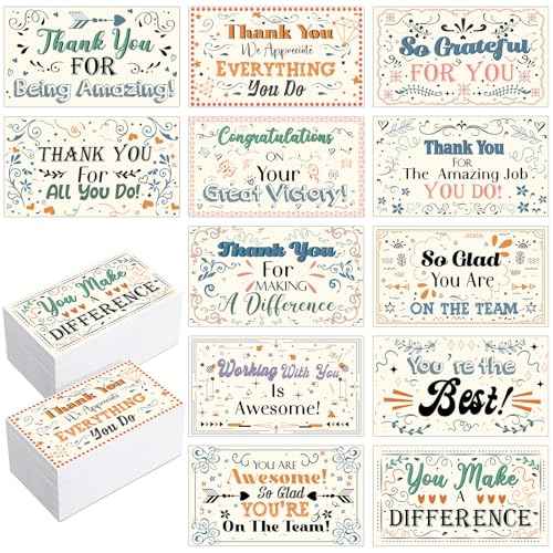 Yeaqee 240 Pcs Employee Appreciation Kudos Cards Funny Blank Back Motivational Card Encouragement Thank You Note Recognition Card for Teacher College Affirmation Gift(Drawing)