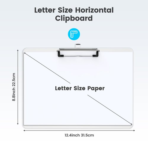 Macroclo Horizontal Plastic Clipboards, Acrylic Clear Clip Board 8.5x11 for Classroom, Students, Kid, Size 9 x 12.5 in, Landscape Layout, Office & School Supply(Pack of 30)