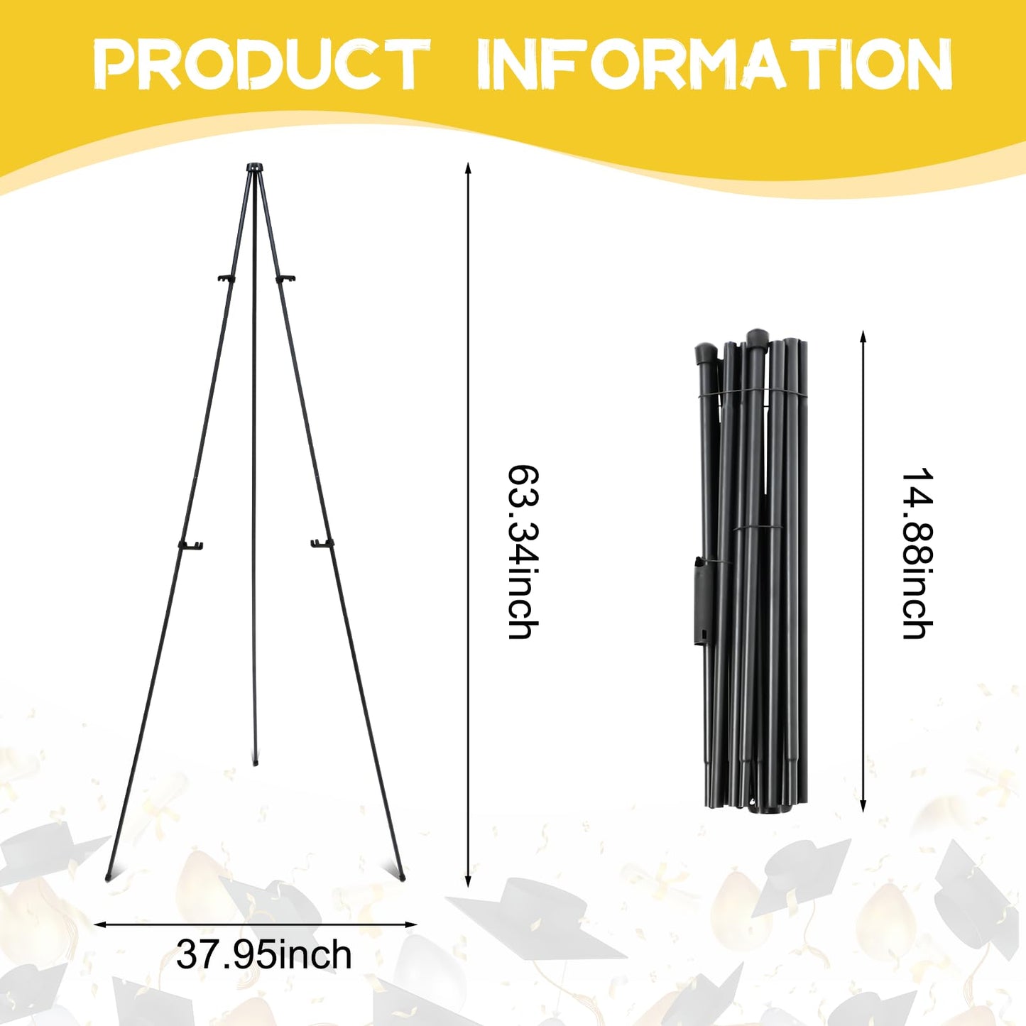 Yookeer 63'' Graduation Easel Stand for Sign Picture Senior 2026 Graduation Welcome Sign Stand End of Year Wedding Picture Display Grad Metal Stands for High School College Grad Party Photo Prop
