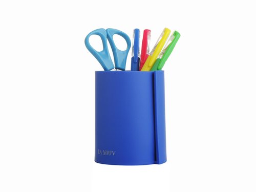 Blue Desk Accessories Set – 4-Piece Chic Office Supplies Kit (Stapler, Pen Holder, Tape Dispenser, Paper Clip Holder)
