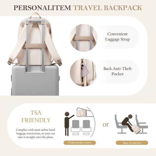 TENSTAR Laptop Backpack for Women, Computer Backpack Fit 16 Inch Notebook, Large Capacity College Backpack Bookbag Casual Daypack for Travel, Black with Beige