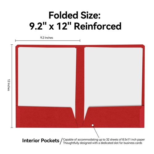 EASYPNP 100 Pack Custom Folders, Custom Logo Folder, Business Folder with Logo, Paper Folder with Two Pockets, Document Holders, School Folders, Holds 8.5" x 11" Paper, Card Slot, Reinforced Edge