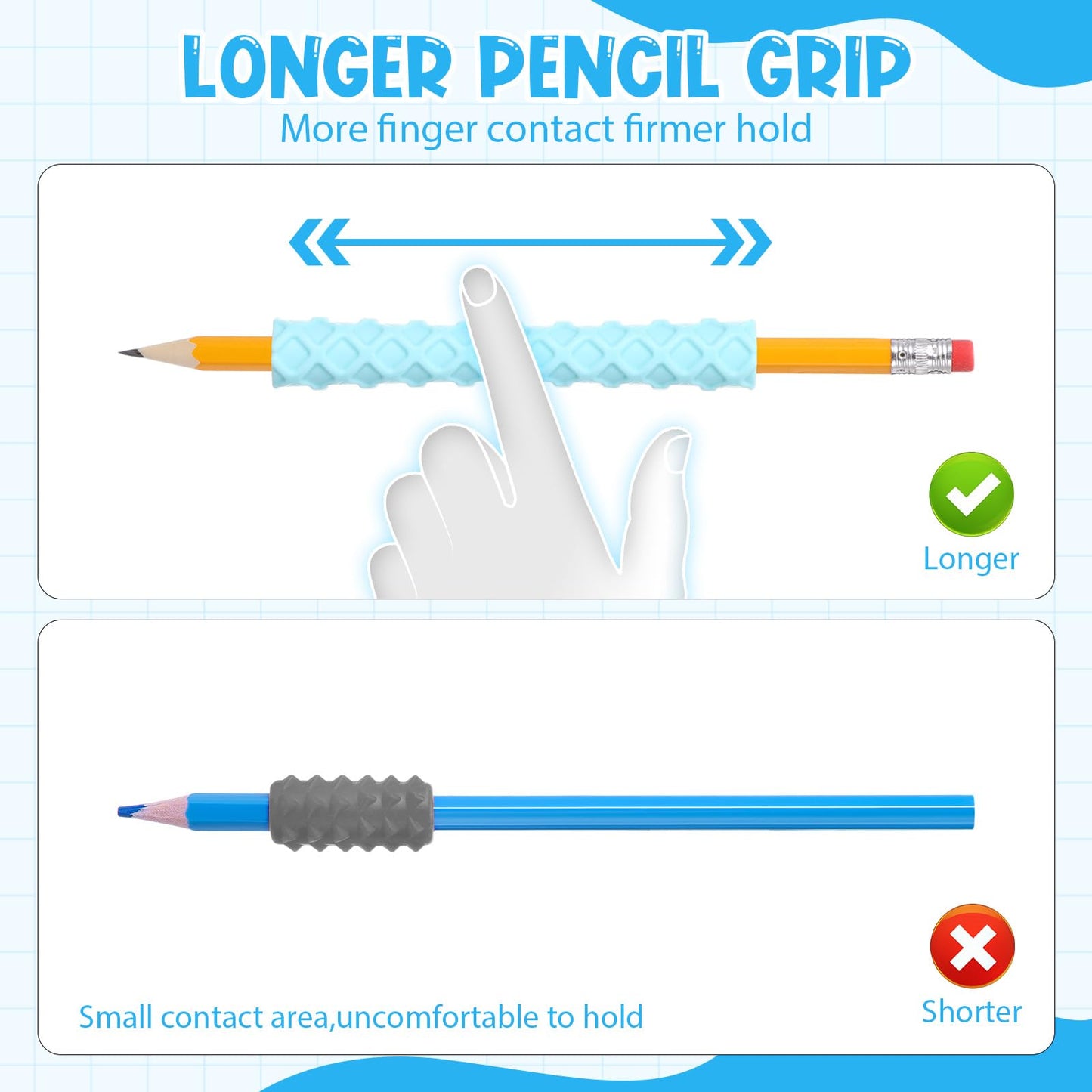 Mifoci 48 Pack Textured Silicone Pencil Grip with Pencil, Sensory Fidget Sleeves for Adults with ADHD Autism Anxiety Relief, Travel Fidget Tool for Focus, Calm, and Fine Motor Skills(Fresh)