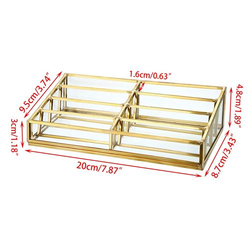 Hipiwe Glass Business Card Holder Stand 8 Slot Name Cards Display Storage Holder Gold Metal Business Cards Organizer for Office Desktop Countertop