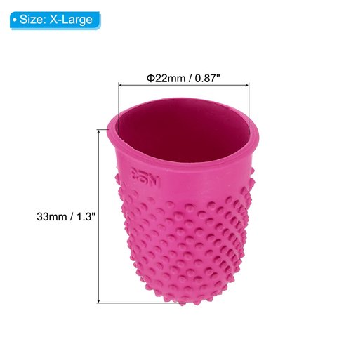 PATIKIL 0.87x1.3 Inch Rubber Finger Tips, 10 Pack Silicone Thumb Fingertip Protector Covers Guard Pads Thimble Grips for Office Counting Sewing, Rose Red XL Size
