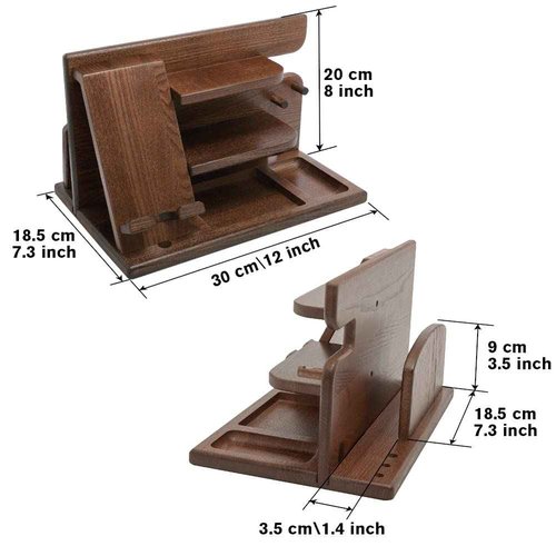 Gifts for Men Christmas, Wood Phone Docking Station, Mens Gifts for Birthday or Gifts for Dad Fathers Day, Desk Workspace Organizer Nightstand Organizer Key for Wallet & Watch Holder Husband Christmas