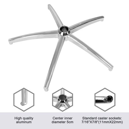Frassie Metal Office Chair Base Replacement with 5 Casters, 28 Inch Heavy Duty Chair Base Part (Silver)