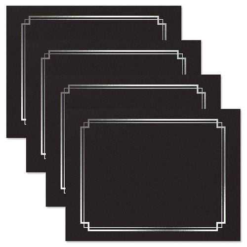 Classic Black & Silver Certificate Folders- Packs 25, Linen Cover 80 lb. Stock, Folded, Die-Cut Corners, for Office, Business Awards, Graduation, School Diploma Holder, 9-1/2" x 12"