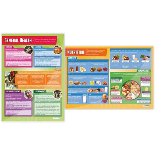 Daydream Education Health, Fitness and Well-Being Posters - Set of 5 - EXTRA LARGE 33" x 23.5" - Laminated - Physical Education Middle & High School Classroom Decoration - Wall Charts
