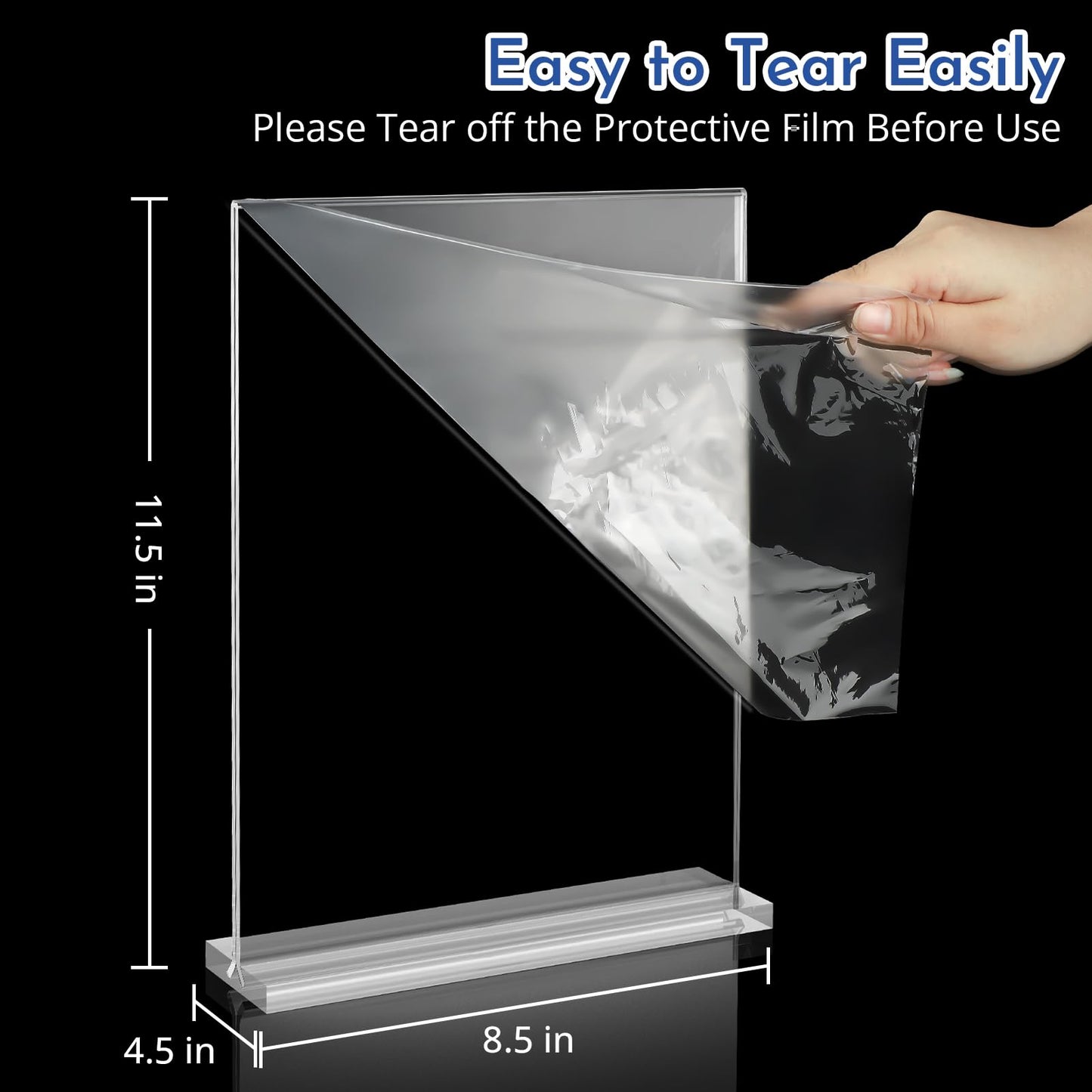 SUNQEBO 12 Pack Acrylic Sign Holder 8.5 x 11, Double Sided Clear Sign Holder Plastic Display Stands, T Shape Acrylic Table Sign Stands Flyer Paper Holder for Office Store Restaurants School Retail