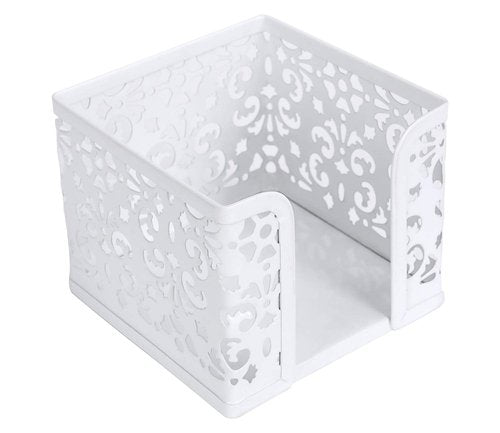 EasyPAG 5-Piece Desk Organizer Set with Carved Floral Design - No Assembly Stackable 2-Tier File Tray, Letter Sorter, Pen & Card Holders for Office/Home/Dorm, White