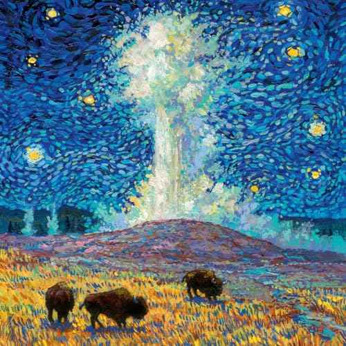 The Original 2026 Starry Night National Parks Wall Calendar | Made in the USA | Hand-Painted Art (No AI) | Van Gogh-Inspired Starry Night Theme | 12x24 in Open (12x12 in Closed) | National Park Gifts