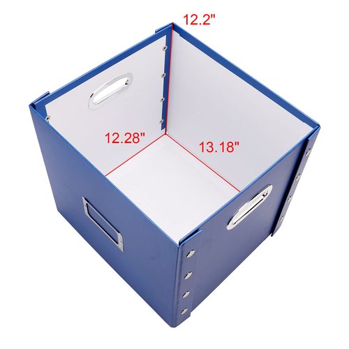 Snap-N-Store Vinyl Record Storage Box - Pack of 1-13.2 x 12.625 x 12.5 Inch LP Holder with Lid for 12-inch Records - Crate Holds up to 75 Vinyl Albums - Classic Blue