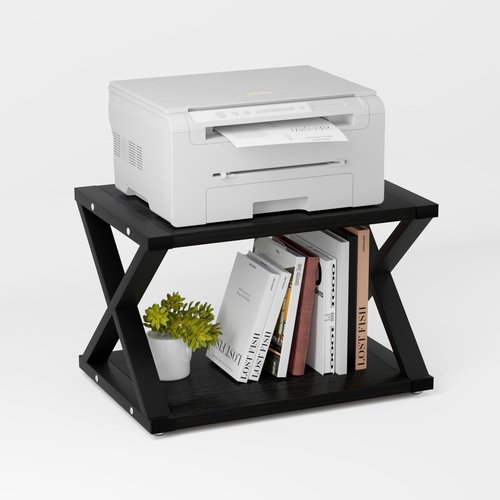 URLINE Desktop Printer Stand,2-Tier Desk Space Organizer for Home Office,Storing Heavy Duty Fax Machine, Scanner,Black