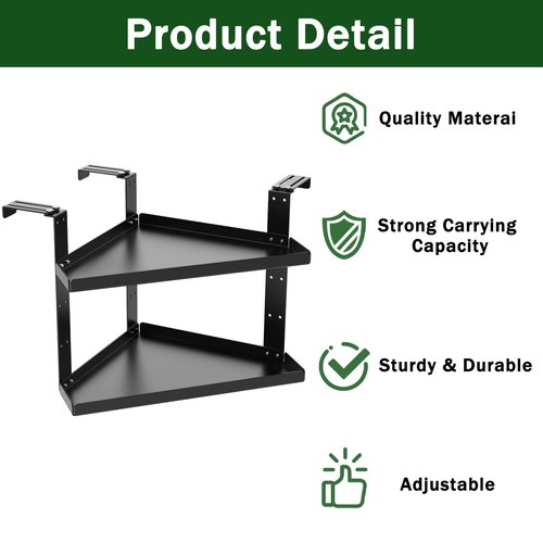 Fixirons 2 Layers Office Cubicle Shelf for Office Decor Corner Shelf for Cubicle Height Adjustable Cubicle Corner Shelf with Hooks