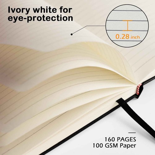 ONAVIA 8 Pack Black Lined Journal Notebooks for Work, Travel, College, (A5 Size 100 GSM Thick Paper) - Classic Ruled, Hardcover Notepad for Writing 160 Pages, 5.5 x 8.3 inch, Multipack Journals
