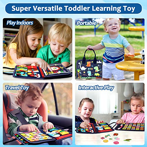 Qizfun Montessori Busy Board & Busy Book for Toddlers – Blue/P4 Sensory & Learning Toy for Travel & Kids' Development