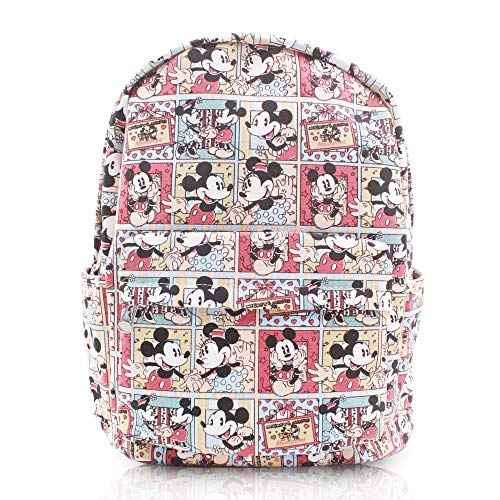 Finex Mickey Minnie Comic Style Canvas Backpack Casual Daypack with 15 in Laptop Storage Compartment