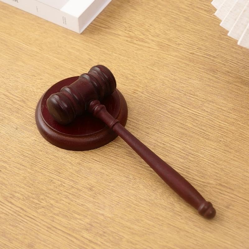 Judge Gavel and Sound Block Set - Handcrafted Wooden Legal Desk Decor