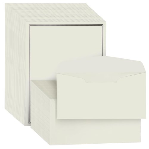XXINMOH 72 Pieces Stationery Set with Envelopes (48 Paper Sheets + 24 Envelopes) for Letter Writing, Black Border Design Stationery Paper Sheets and Envelope