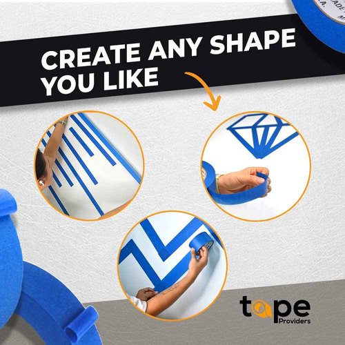 Made in USA Blue Painter’s Tape - 2 inch x 60 yds. (6 Pack) Thick & Wide Masking Tape for Safe Wall Painting, Building, Remodeling, Labeling, Edge Finishing