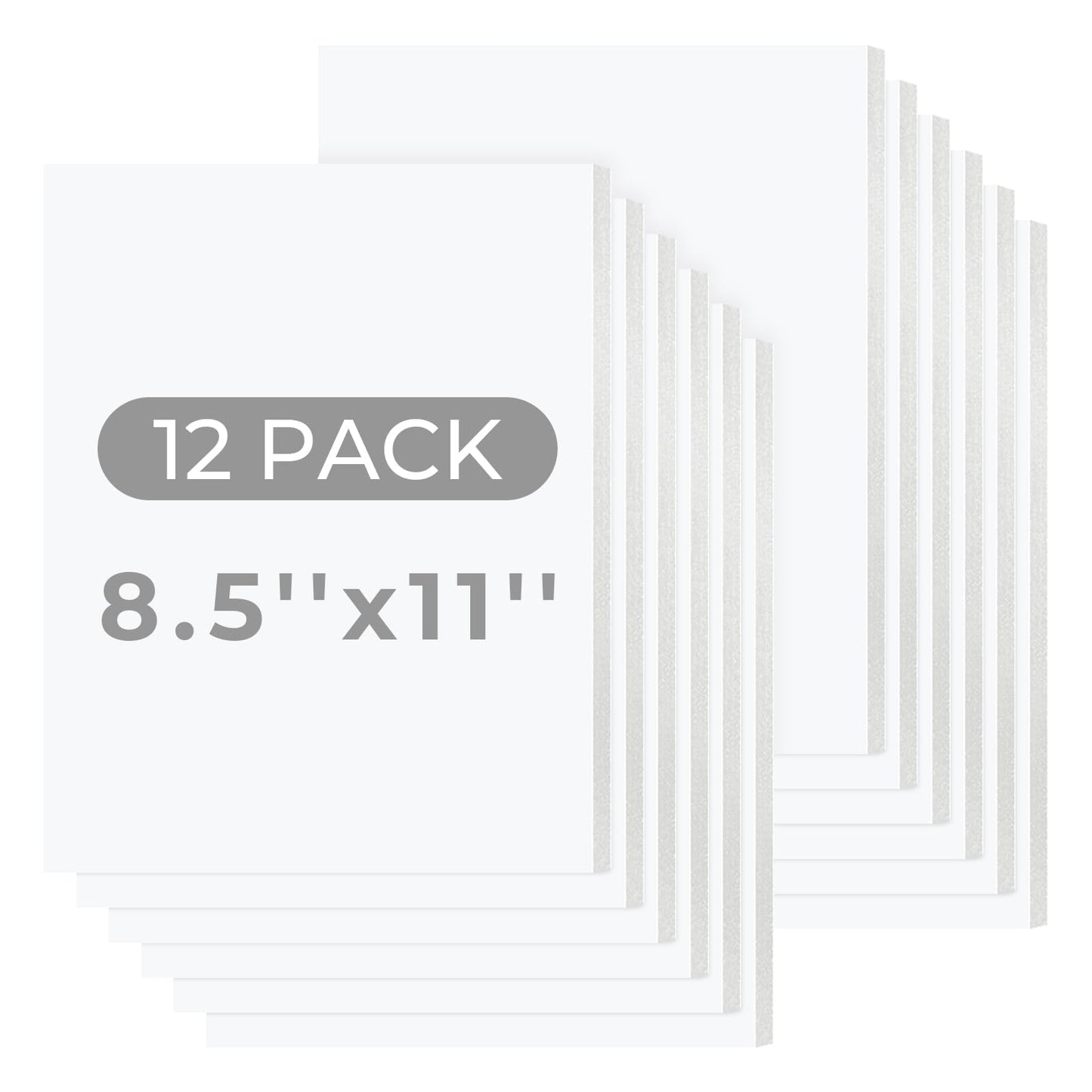Mat Board Center, 12 Pack 8.5x11 White Foam Boards, Acid Free Foam Core Board, 1/8 inch Thick