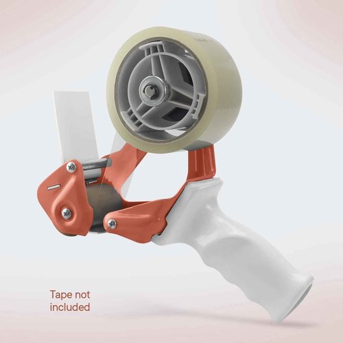 TAPEWELL Heavy Duty Metal Frame Orange Packing Tape Dispenser 3 Inch Core with Special Ergonomic Handle, Tape Gun for Packing Boxes with Premium Tempered Steel Blade - for 3 inch Wide Roll
