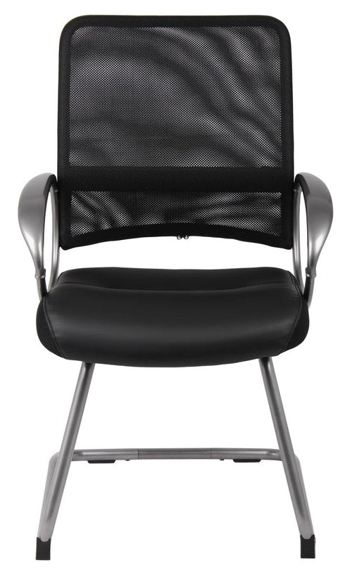 Boss Office Products Mesh Back Guest Chair with Pewter Finish in Black, 250 lb.