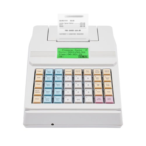 Electronic Cash Register, 40 Keys Commercial Electronic Cash Register with LED Display and Thermal Print Head POS System for Catering, Supermarket Retail