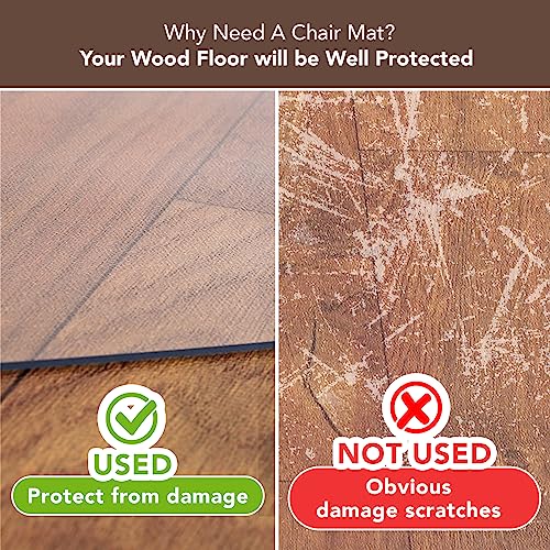 Office Chair Mat for Hardwood Floor: 63"x 51" Extra Large Chair Mats for Hardwood and Tile, Clear Desk Chair Mat for Rolling Chair and Computer Desk, Heavy Duty Plastic Floor Protector for L Desk