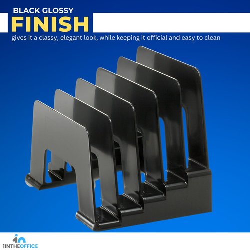 1InTheOffice Incline Desktop File Sorter, 6 Compartments Step Sorter, Black