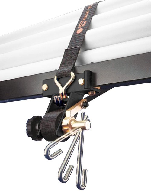 2 Pack, Rack-Strap The Original American Made Ladder Rack Tie-Downs, Right Angle Mounting Bracket, RS1K Black Right Angle Mounting Bracket, Bolt Mounting Hardware Included, 8 Ft Black Strap