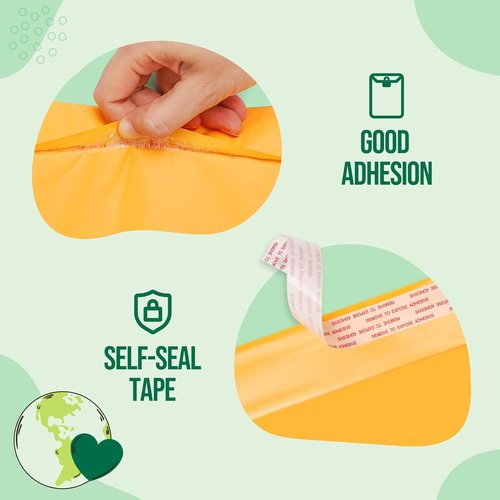 Fuxury Kraft Bubble Mailers - 8.5x12 Inch | 40 Pack Self-Seal Padded Envelopes for Small Business - Yellow