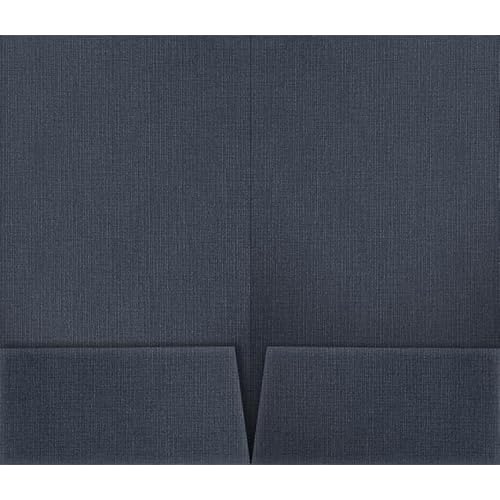LUXPaper 9" x 14.5" Presentation Folders | Legal Size | Two Pocket | Nautical Blue Linen | 100lb. Cover | 25 Qty