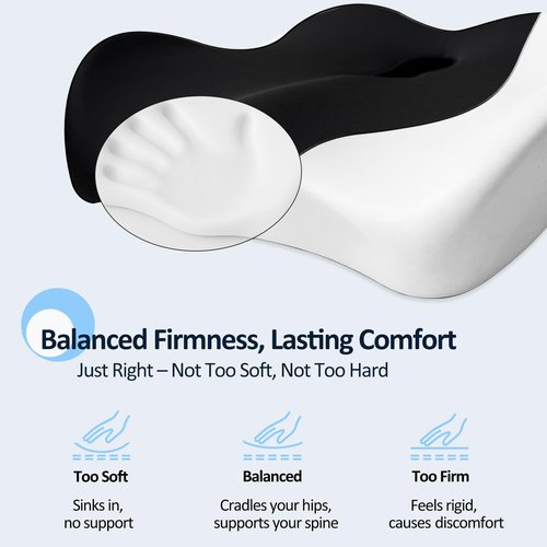 EaseDrives X Large Memory Foam Seat Cushions for Office Chairs, Long Sitting Pressure Relief Ergonomic Office Chair Cushion for Butt Coccyx Tailbone Sciatica, Car Seat Booster for Height (Pure Black)