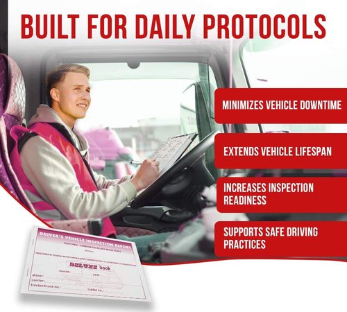 Mytee Products Driver’s Vehicle Inspection Report Book (31 Sets of Forms) for Truck Drivers - 5-1/2" x 8-1/2", Carbonless 2-Ply, Pre-Trip Inspection Book Meets FMCSR Requirements & DVIR (50 Pcs)